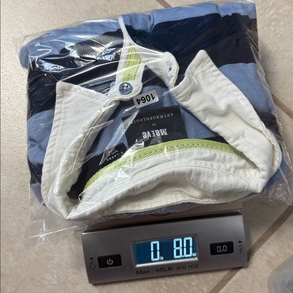 Anthropologie Maeve Porter Stripe Polo Top in Blue Motif - Picture 9 of 9